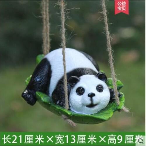 Black and white panda On the swings Swing little koala with decorative cute animal sculpture statue carving Home Decoration