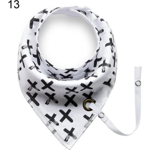 Baby Infant Toddler Soft Triangle Bandana Bib Saliva Towel with Pacifier Clip