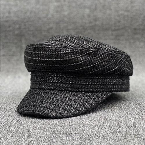 Women Straw Weaving Ventilation Pearl Ribbon Street Leisure Lady Hat Visors Cap
