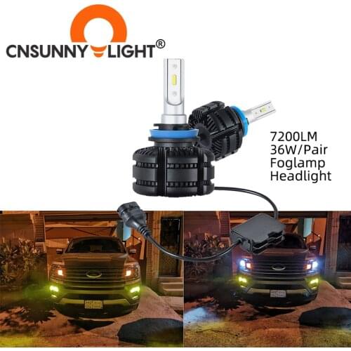 High Power Canbus LED H11 H8 Car Headlight Fanless 7200Lm 9005 HB3 9006 HB4 White Yellow Light Foglamp Accessories For Ford SUV