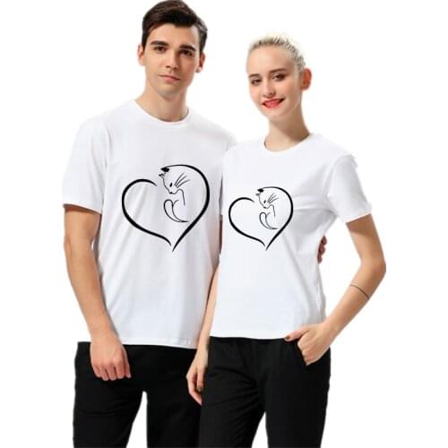 Mens and womens Summer New Printed Cat T-shirt Fitness Causal Sport Tops Outdoor Entertainment Single Or Couple Outfit