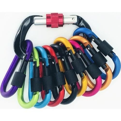1pcs Color Climbing Carabiner Aluminum Snap Hook Carabiner D-Ring Key Chain Clip Keychain Hiking Camp Outdoor Climbing Equipment