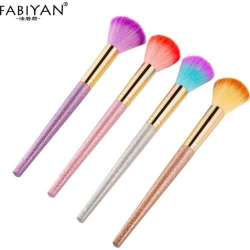 Nail Art Powder Dust Brush Cleaning Acrylic UV Gel Removal Gradient Manicure Soft Cleaner Tool Glitter Scrub Handle 4 Colors