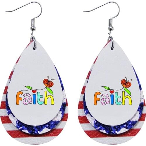 Leather Earrings For Party Faith My Happy I Love Jesus New Year 2021