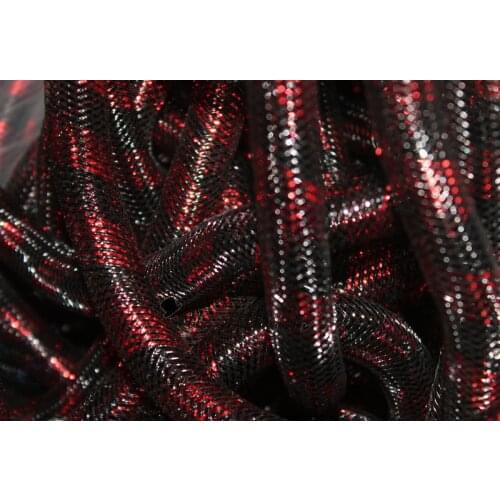 Metallic Black Red Stripe Cyberlox Tubular Crin Hair Extensions 60 yard 16mm