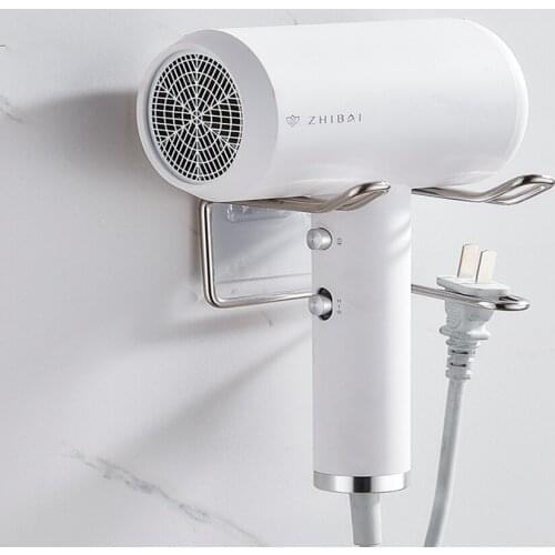 Multifunctional bathroom storage hair dryer bracket, shower room self-adhesive wall-mounted hair dryer rack, bathroom shelf