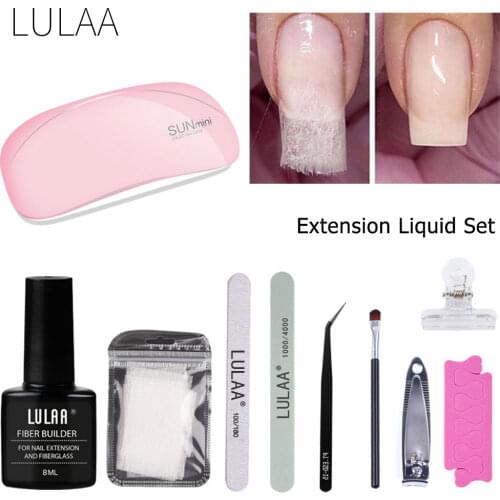 10pc/set Nail Kit Professional Set UV LED Lamp Dryer Nail Gel Polish Kit Soak Off Manicure Tool Fibers Glass Nail Extension Form