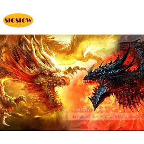 SIOSIOW Diy 5d Diamond Mosaic Embroidery Cross Stitch Kit Dragon Roar Diamond Painting Fantasy Animal Full Home Decoration Room