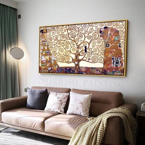 Abstract Canvas Painting With Frame Tree Of Life Wall Art Posters And Prints Pictures For Living Room Home Decoration Artwork