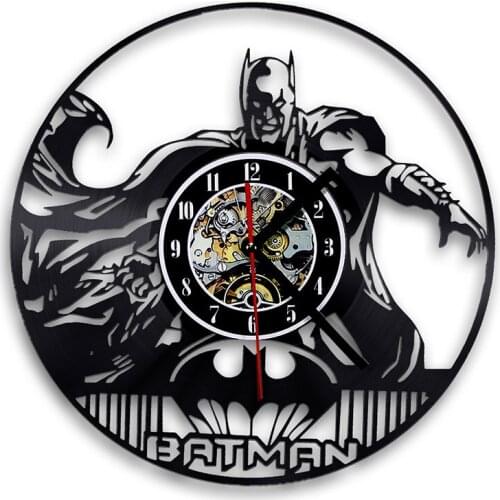 Tony Stark Super Hero Vinyl CD Disc Wall Clock Avenger Vintage Vinyl Album Record Clock Comics Art Decor Silent Watch Kids Gift