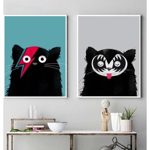 Cartoon Black Cat Poster Cute Animals Posters And Prints Nordic Canvas Painting Modern Wall Art Picture For Kids Room Home Decor
