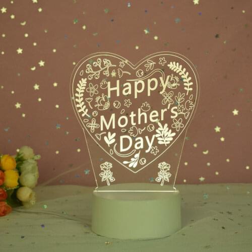 Mothers Day Gift 3D Hologram Lamp USB Acrylic Lights with Gift Box Anniversary Present Birthday Love Gift For Mom