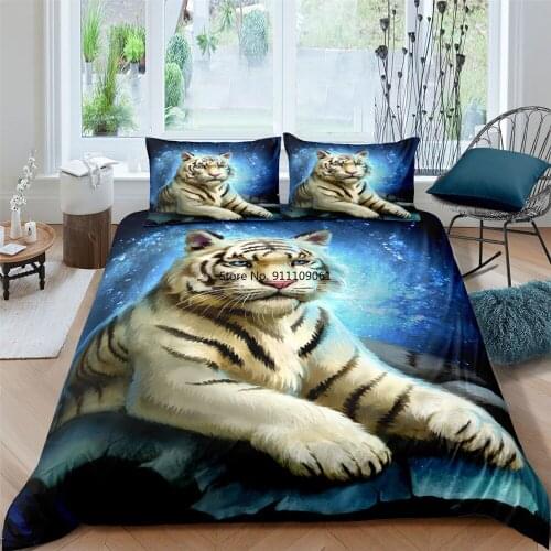Animal 3D Bedding Adult and Child Down Quilt Cover Pillowcase 2-3 Pieces of Home Textiles High Quality Tiger Wolf Lion Pattern