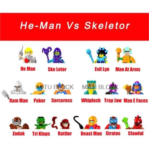 Single Sale He-Man Masters Figure Head Ram Man Paker Ske Letor Beast Man Zodak Rattlor Tri-Klops Man At Arms Bricks Gift
