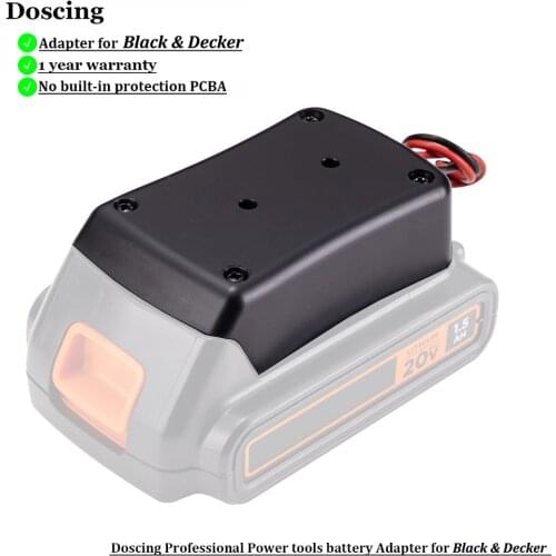 Battery Mount Connector Adapter Dock Holder 14 awg Wires Power tools Battery Output Adapter for BLACK & DECKER LB20 LBX20 LBXR20