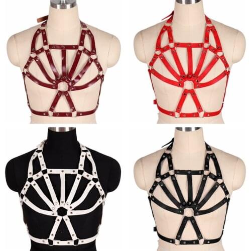 Punk Adjust Gothic Handmade PU Leather Harness Belts Body Bondage Stylish Accessories Straps Chest Harness Fashion Rave Wear