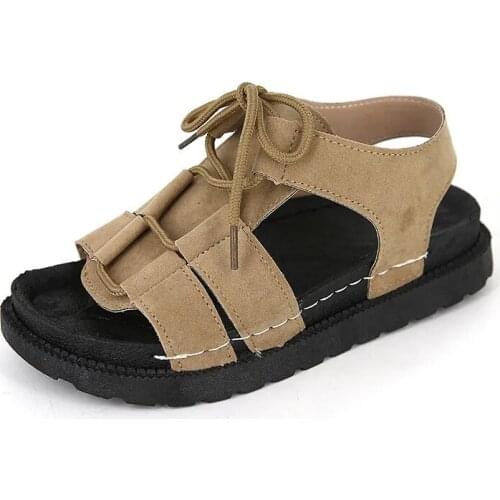 Women Flat Sandals Ladies Hook Loop PU Vintage Shoes Woman Peep Toe Casual Rome Fashion Female Shoes Summer