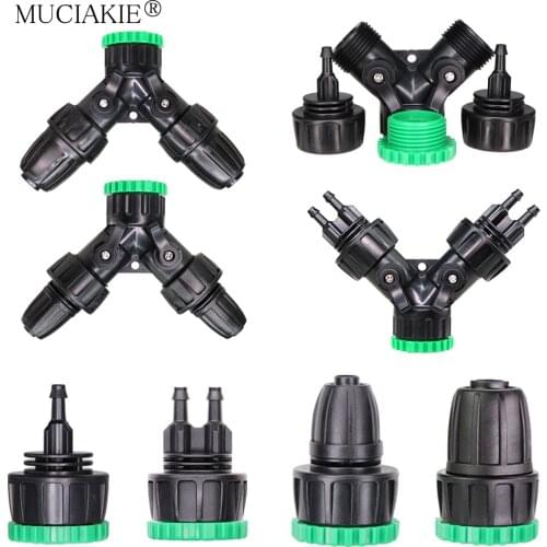 Gardens Irrigation Tap Connector Hose Splitters Female Thread 1/2'' 3/4'' to 1/4'' 3/8'' 1/2'' Barb 2-Way 4-Ways Tubing Adapter