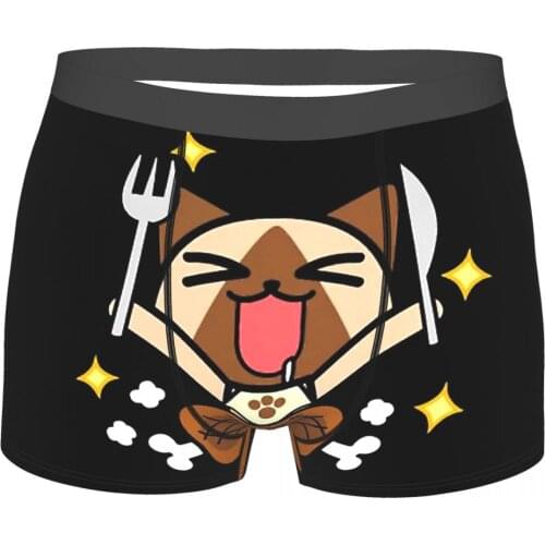 Cat Eating Chicken Monster Hunter Games Underpants Homme Panties Mens Underwear Ventilate Shorts Boxer Briefs