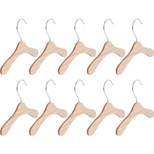 10pcs Dog Clothes Rack Clothes Hanger Home Pet Costume Rack (Silver, Wood Color)