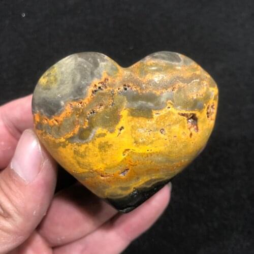 1pc Natural Crystals Quartz Bumblebee Heart Shape Energy Reiki Stones Room Home Office Aquarium decoration accessories Gemstone