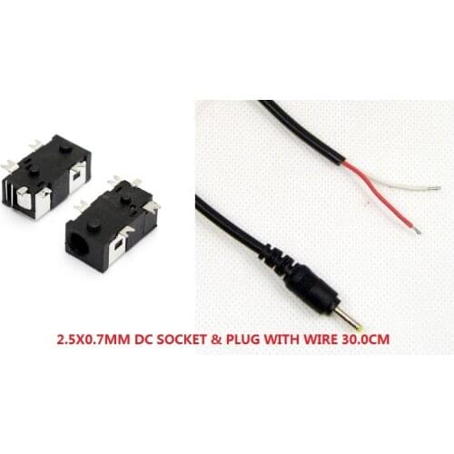 10 sets 2.5mm X 0.7MM DC Jack Power Socket Male plus DC power plug female with wire length 30.0cm