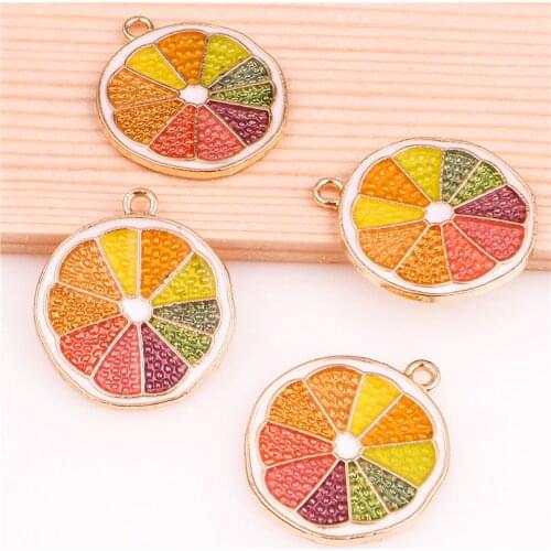10pcs 23*20mm Alloy Enamel Drop Oil Small fresh lemon fruit golden Pendant Findings Charms for DIY Necklace Accessories Making