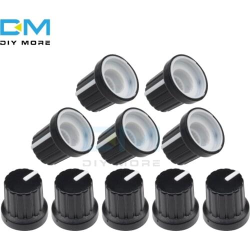 10pcs/lot WH148 Potentiometer Knobs 6mm dia Shaft Hole control knobs caps with plastic insert fit 1/4" shaft potentiometers
