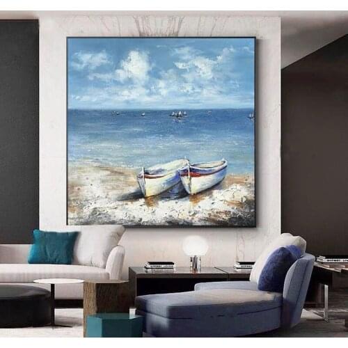 Sailing Boat Abstract Wall Picture 100% Hand Painted Seascape Canvas Oil Painting Canvas Wall Art Artwork For Living Room Decor