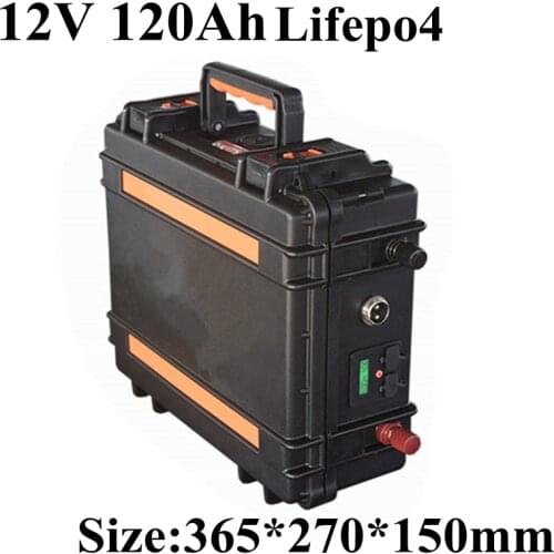 High Discharge Current 12V 120AH Lifepo4 Battery Pack for Motor Boat Solar Energy Yacht Suitcase Handle BMS + 10A Charger