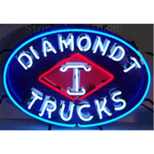 Diamond T Trucks Car Glass Tube Car neon sign Businese Handcrafted Automotive Shop Store Signs Signboard Signage 19"x15"