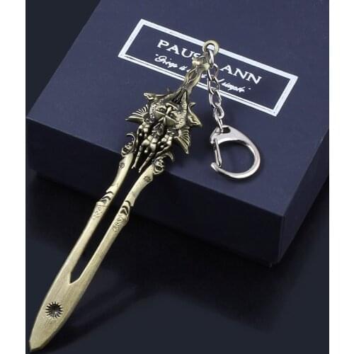 RJ God of War The Sword of Olympus Keychain Kratos Vintage Golden Sword Pendant Keyring Cosplay Jewelry Accessories Gift