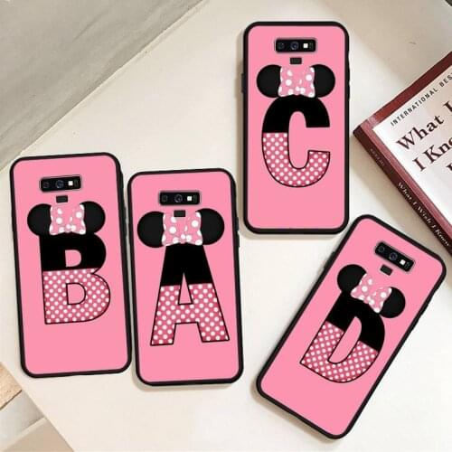 Cute Cartoon mouse bow 26 letters Phone Case For Samsung A50 A51 A71 A20E A20S S10 S20 S21 S30 Plus ultra 5G M11 funda cover