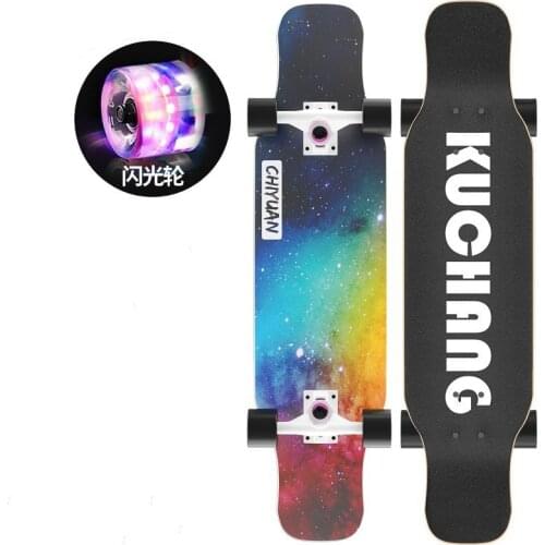 Children Long Board Cruiser Skateboard Flash Wheel 7-Tier Maple Deck Skate Boards Fashion Freestyle Dance Sport Skate Scooter