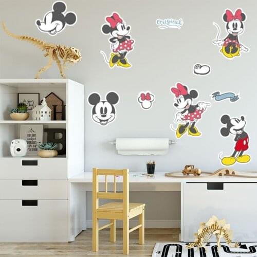 Disney Mickey Minnie Wall Stickers Children Room Bedroom Kindergarten Self-adhesive Removable Decorative Stickers Birthday Gift