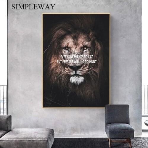 Lion Animal Canvas Poster Motivational Quotes Wall Art Print Painting Nordic Style Decoration Picture Modern Home Room Decor