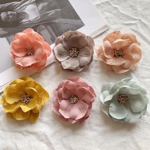6CM Artificial Hair Flowers Fabric With Match Stick Center For Headbands Accessories Decoration