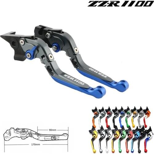 Logo (ZZR1100) for Kawasaki ZZ-R1100 ZZR 1100 1990-1992 CNC Adjustable Extendable Folding Motorcycle Brake Clutch Levers