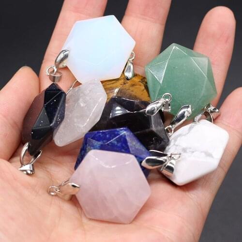 Polygon Section Semi-precious Pendant Charms For DIY Necklace Handiwork Sewing Craft Jewelry Accessory Making