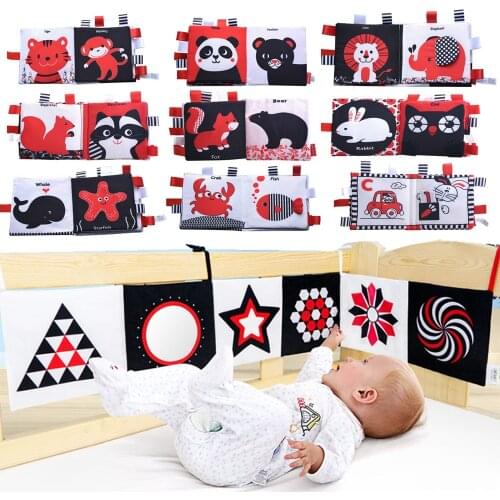 Montessori Baby Visual Excitement Cloth Book Black White Enlightenment Educational Toy Baby Toys Toddler Sensory Toy Infant Gift