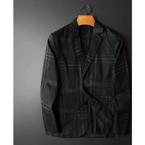 Minglu Spring Autumn Male Blazer Luxury Single Breasted Plaid Casual Prom Blazers Men Fashion Slim Fit Man Blazer Plus Size 5XL