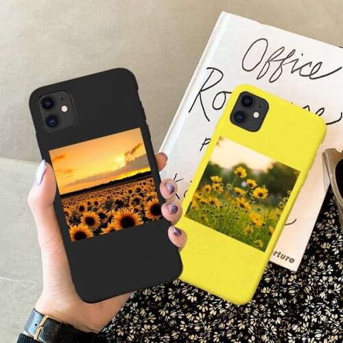 Flower Sunflower Soft TPU Coque Phone Case For iPhone 12 11 Pro XS Max XR X 7 8 6 6S Plus SE 2020 Sunset dusk Silicon Capa Cover