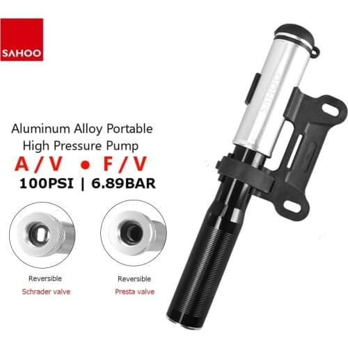 Sahoo MTB Road Bicycle Pump Mini Bike Air Tire Pump Reversible Presta Schrader 100PSI High Pressure Ball Cycling Tire Inflator
