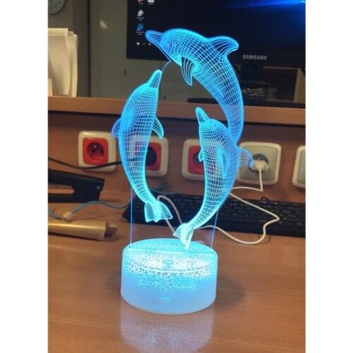 3D Dolphin Night Light Touch Switch 7 Colors Changing Table Lamp Kids Xmas Gift Bedside Home decoration