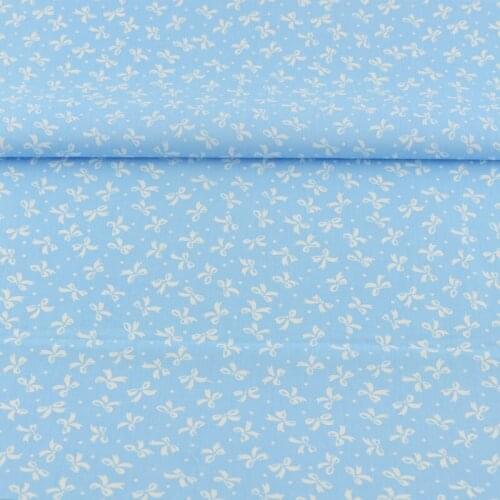 New Arrivals Blue Cotton Fabric Sewing White Bows Designs Tecido Scrapbooking Twill Cloth Quilting Patchwork