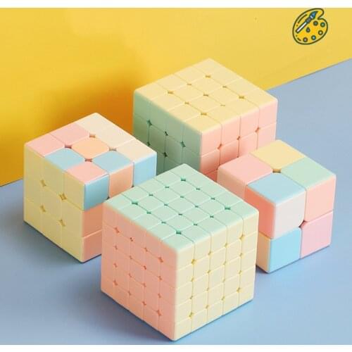 New Beginner Level Puzzle Magic Cube Macaron Color 2x2x2 3x3x3 4x4x4 5x5x5 Smooth Speed Puzzle Cube Stress Relief Toys for Kids