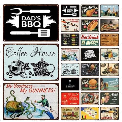 Tin Signs Coffee Vintage Poster Plaque Metal Eat &Drink Sign Wall Art Decor For Restaurant Home Cafe Bar Pub Iron PaintingPlaque