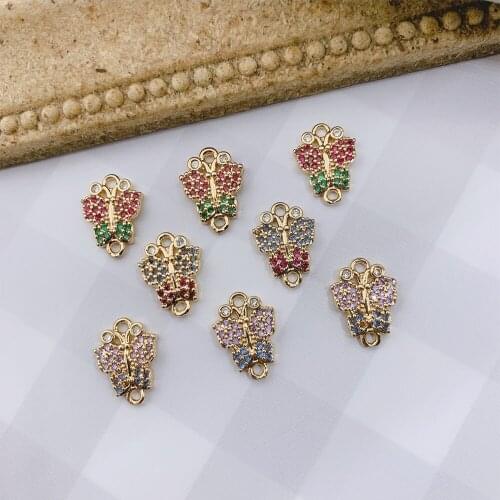 HAOSAW Choose 4Pcs/Lot Hand Made/Earring Charms/Butterfly Design/Colored Stones/Connections/Bracelet Charms/Earring Findings