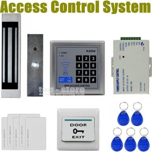 DIYSECUR 125KHz Rfid Card Reader Keypad Door Access Control Security System Kit + 180Kg Electric Magnetic Lock Door Bell Button