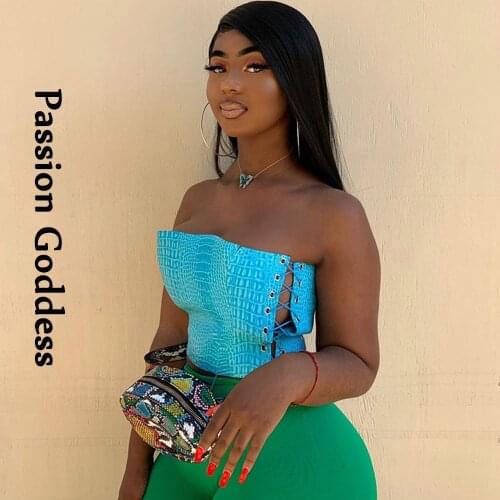 Sexy Women PU Leather Tubes Tops Side Eyelet Lace-up Corset Bustier Sleeveless Slim Strapless Lingerie Party Texture PU Crop Top